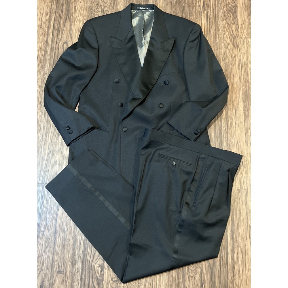 HUGO BOSS Men's Tuxedo Suit Color Black 48L Black 100% Virgin Wool
